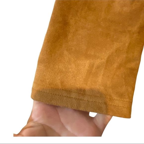 KORI waterfall faux suede cardigan sweater in cognac  size small EUC - Picture 5 of 7